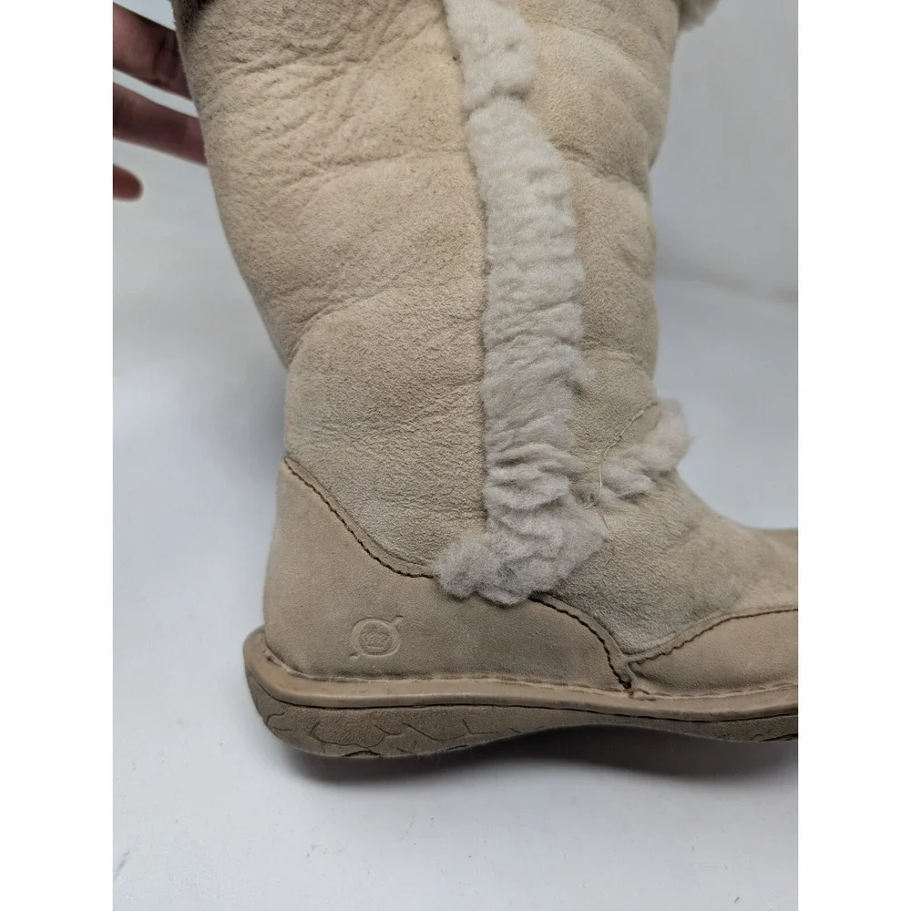BORN Sheepskin Shearling Boots Women's Size 7 Suede Shilo W01295 Sheepskin VTG‎